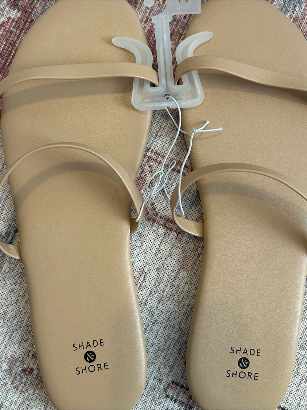 Shade & Shore Women's Tan Strappy Slide Sandals